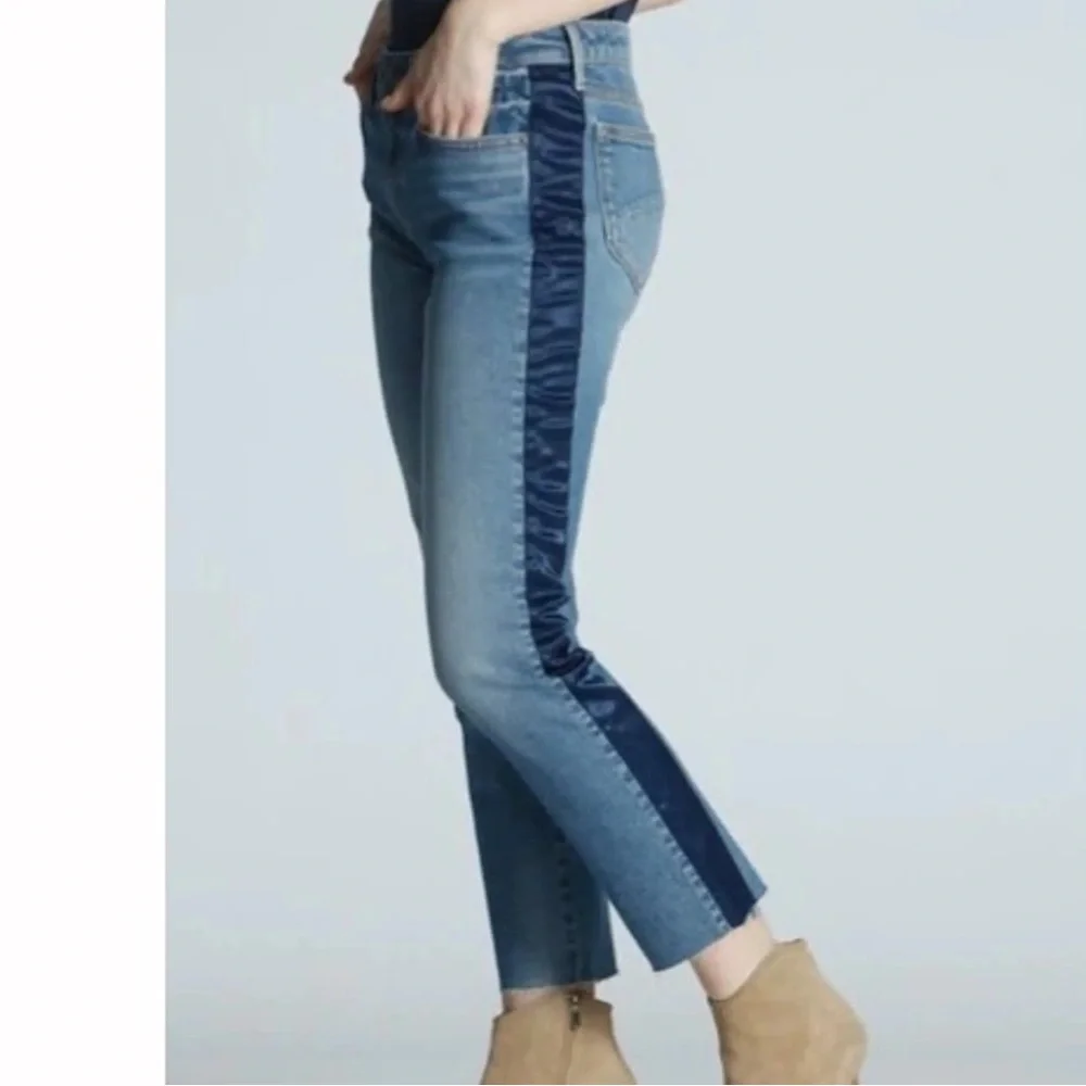 Driftwood Candace Jeans Straight Ankle Length Side Satin Stripe